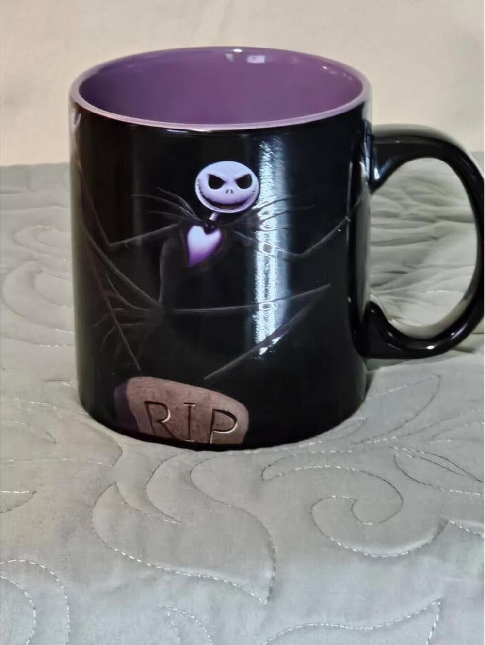 "Disney Nightmare Before Christmas Jack Skellington RIP Mug – Black & Purple"